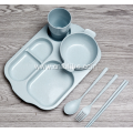 6-Pieces PP Wheat Straw Children Tableware Set